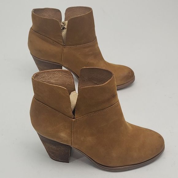 Vince Camuto Ankle Boots Brown Suede Women's 10 High 3.5" Wooden Heel Bootie - Picture 4 of 16
